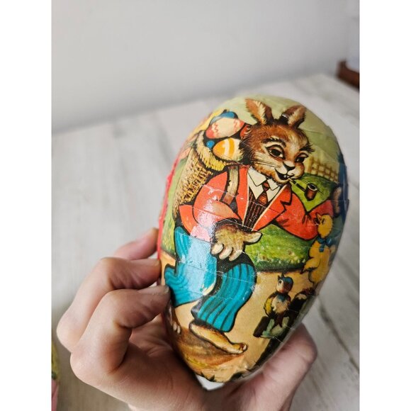 Vintage East West Germany Easter egg paper decor container set - Picture 5 of 10
